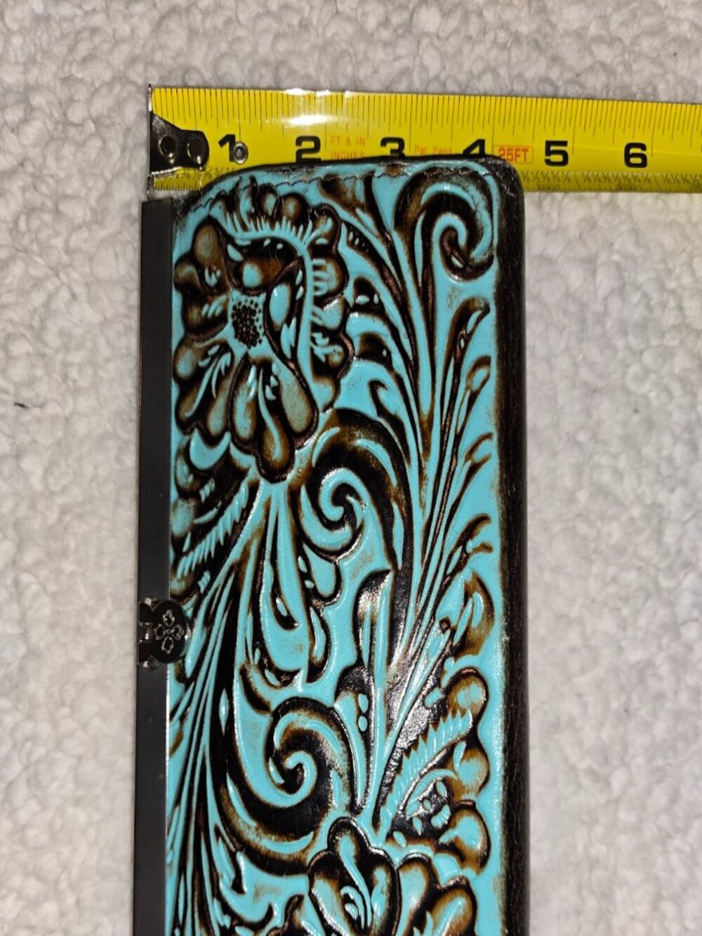 Patricia Nash Tooled Turquoise Leather Kiss Lock Checkbook Wallet Organizer - Picture 8 of 8